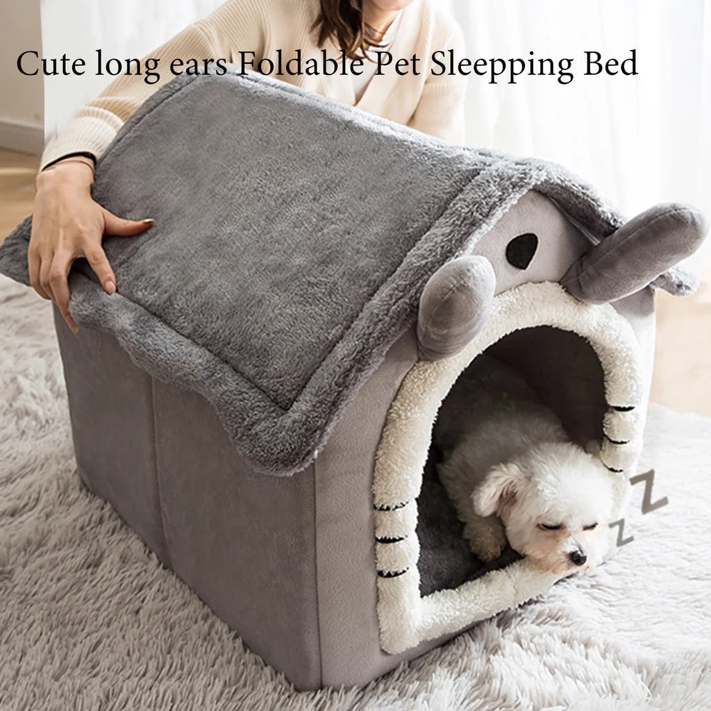 Winter Folding Pet House Kennels for Small to Medium Dogs And Cats Beds Maternity Puppy Baskets Soft Cozy Warm Shelter Mat Pet