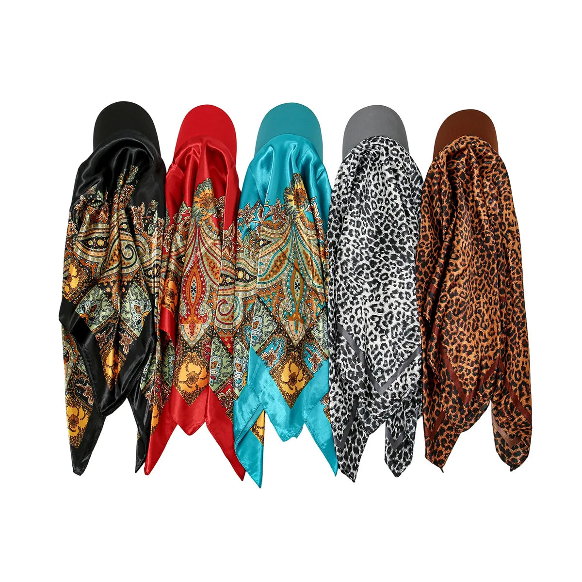 2026 New Floral Print Women Hijabs Scarf Hat Soft Satin Kerchief Hairband Neckerchief Head Hijab Lady Headband Headwear