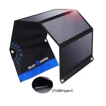 28W Folding Solar Charger Portable Foldable Solar Panel Charger for Camping Mobilephone Hiking