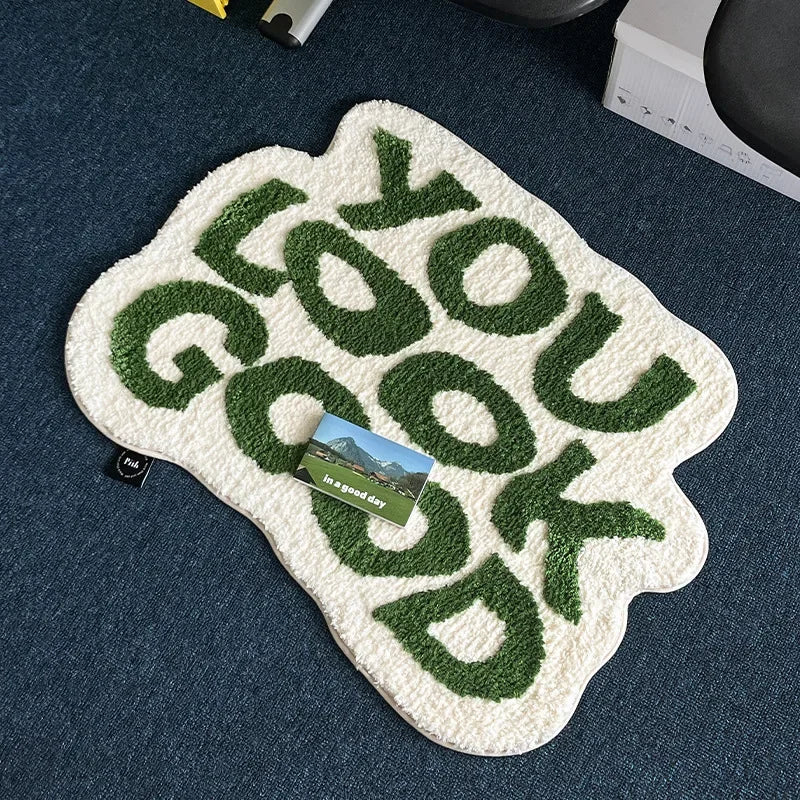 VIKAMA Non-standard Letter Carpet Soft Anti-slip Imitation Cashmere Foot Pad Home Decoration Bedside Rug Entrance Hall Doormat