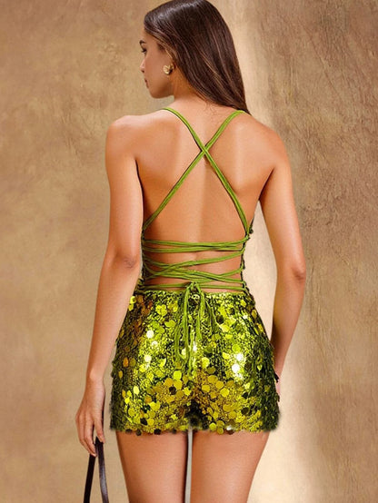 Sexy backless sequin jumpsuit women summer one pieces romper jumpsuits woman clothes club birthday party outfit bodycon playsuit
