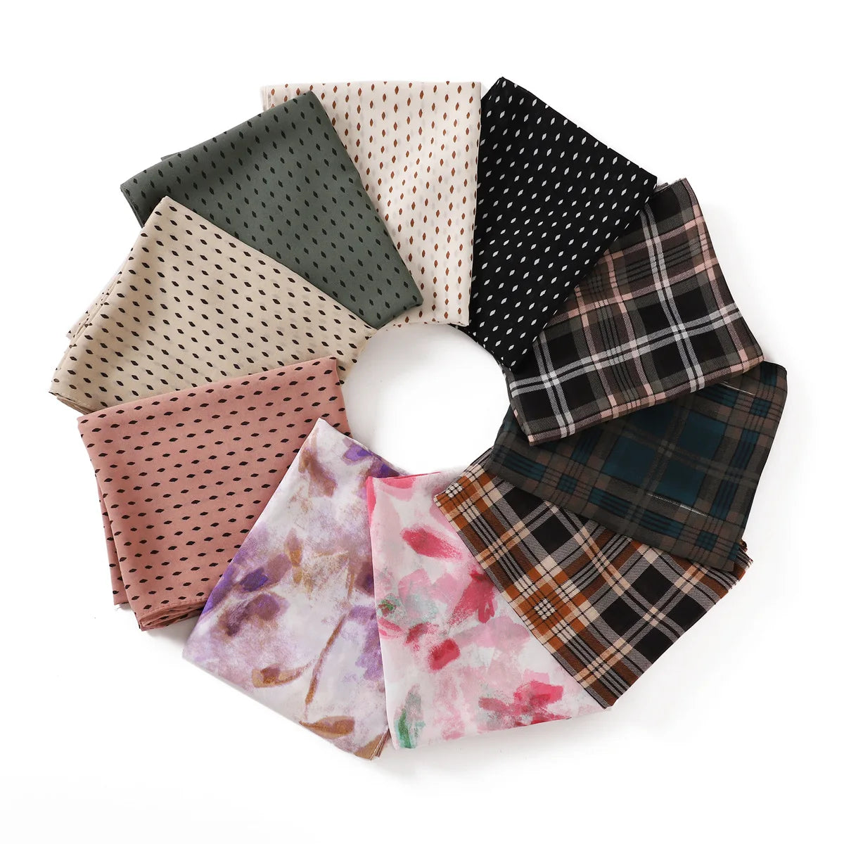 66 Colors Pearl Chiffon Printed Hijab Scarf New Fresh Small Floral Polka Dot Sunscreen Silk Scarf Shawl Turbans for Women Hijabs
