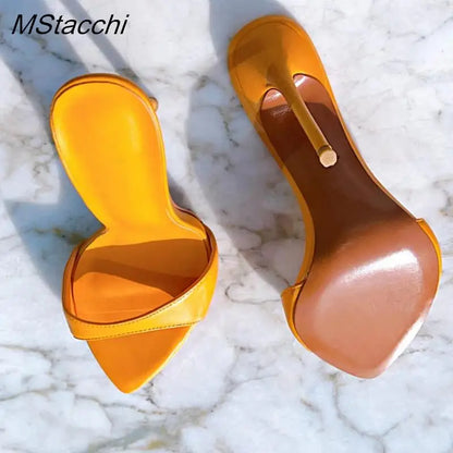 Super-high Heel Slippers Women Shoes Summer Peep Toe Mixed Colors Stiletto Sandals Sexy Party Ladies Shoes Luxury Woman Pumps