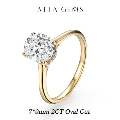 ATTAGEMS Oval Cut 1.0-4.5CT D VVS1 Moissanite Rings for Women 925 Sterling Silver Solitaire Engagement Ring Luxury Band Jewelry