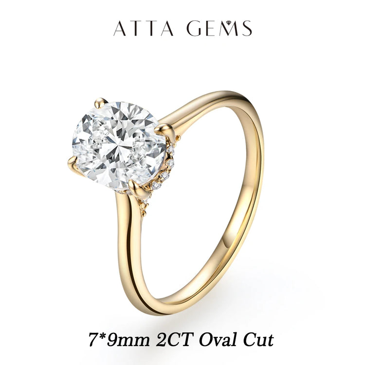 ATTAGEMS Oval Cut 1.0-4.5CT D VVS1 Moissanite Rings for Women 925 Sterling Silver Solitaire Engagement Ring Luxury Band Jewelry