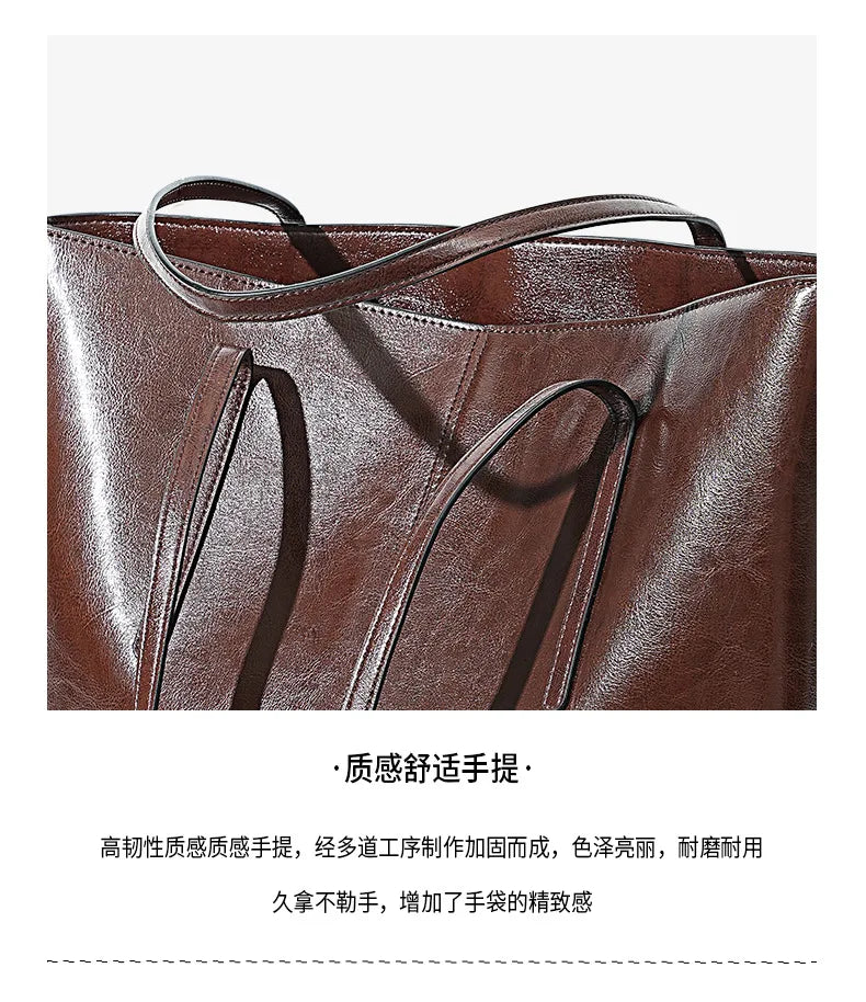 Luxury Women Leather Tote Bag Top Layer Cowhide Large Capacity Fashionable Handbag Brand Designer Shoulder Bag 2025 New Handbag