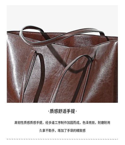 Luxury Women Leather Tote Bag Top Layer Cowhide Large Capacity Fashionable Handbag Brand Designer Shoulder Bag 2025 New Handbag