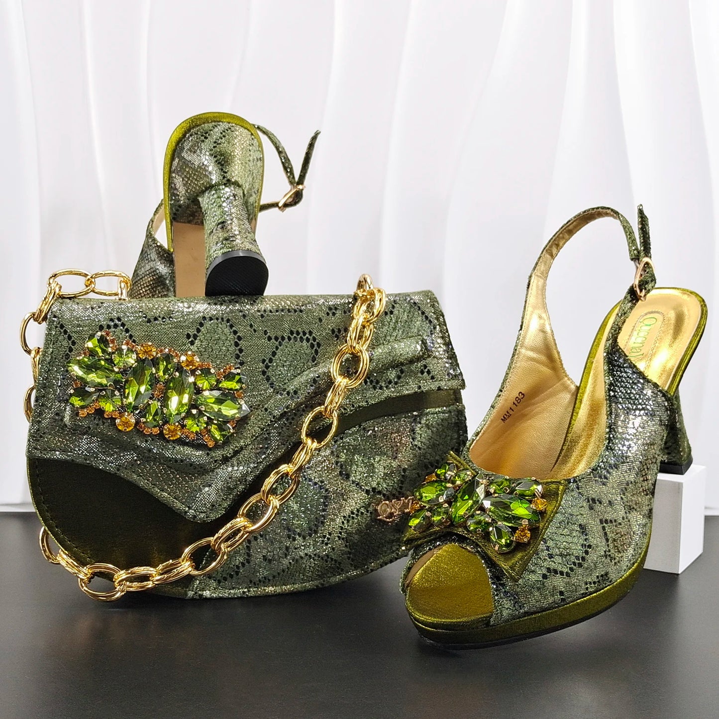 Doershow Lastest Italian Design Fashion Style Ladies Shoes with Matching Bag Set 2026 Nigerian Shoes and Bag Set!  HG1-1