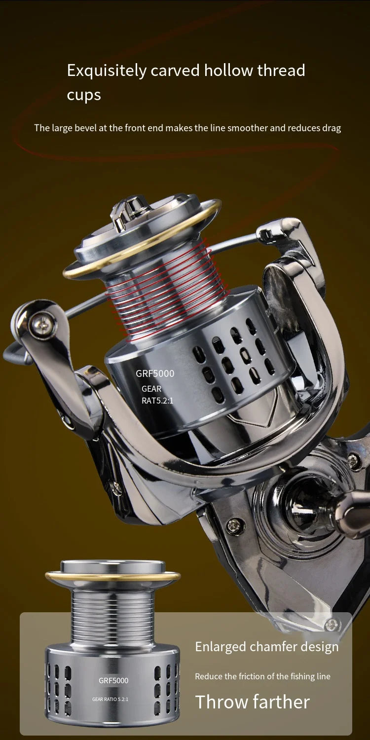 2026 New Spinning Fishing Reel All Metal 5.2:1 Speed ratio Max Drag 15KG Left/Right Interchangeable Suitable Any Body of Water