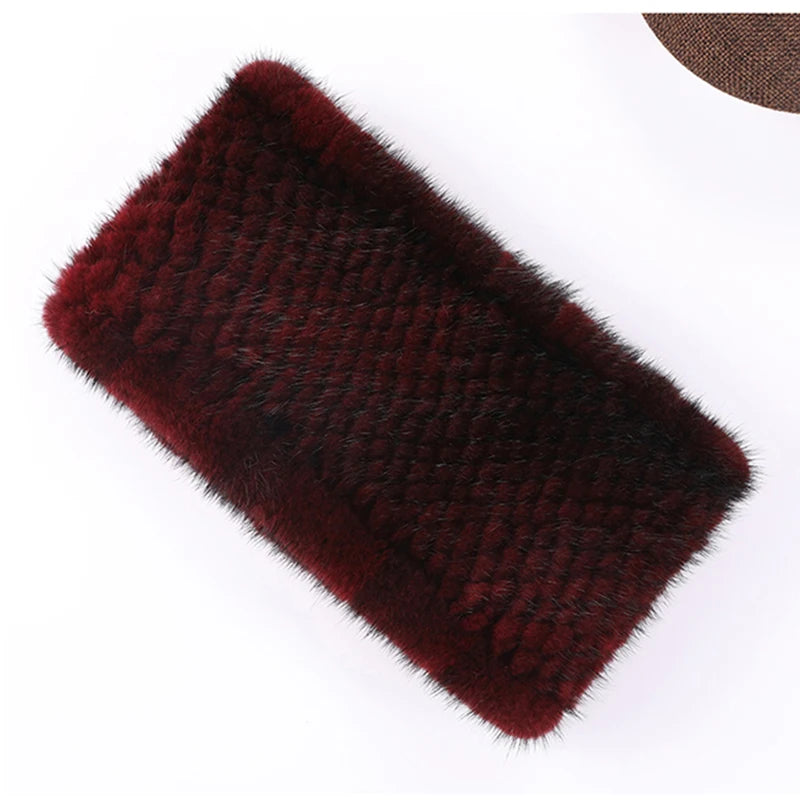 headbands for women Real fur hair band hair accessories Mink knitting female headband for hair Elastic band made scarf