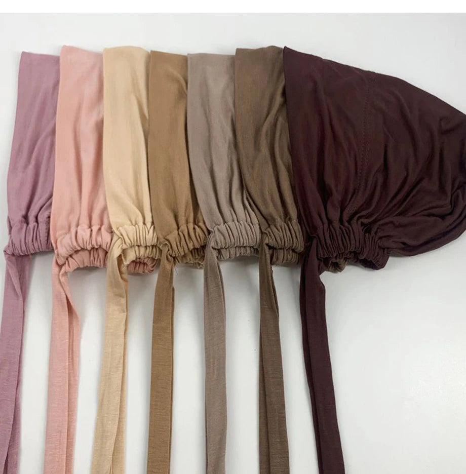 New Soft Modal Muslim Turban Hat Inner Hijab Caps Islamic Underscarf Bonnet India Hats Female Headwrap Turbante Mujer