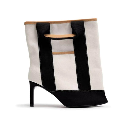 PU Leather Pointed Toe Metal Chain Mid-Calf Women Boots Stiletto High Heels Slip On Design Large Size Fashion Lady Shoes