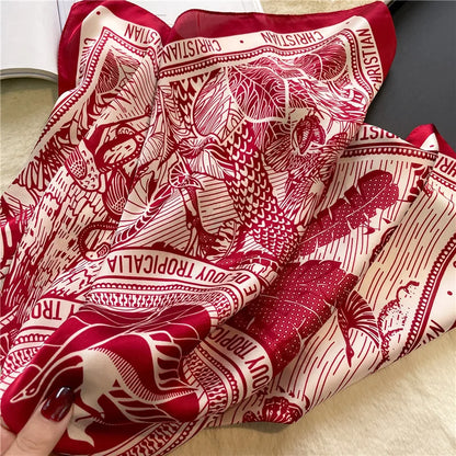 Print 70cm Silk Satin Headkerchief Women Luxury Design Neck Tie Scarf Female Hair Hand Wrist Foulard Shawl Hijab Bandana