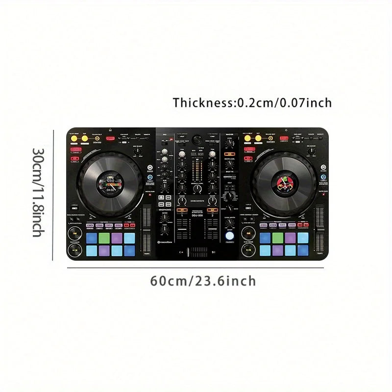 Large Size DJ Mixer Desk Pad 35.4x15.7In Non Slip Smooth Surface Keyboard Mouse Mat For Home Studio Gaming Music Producer With M