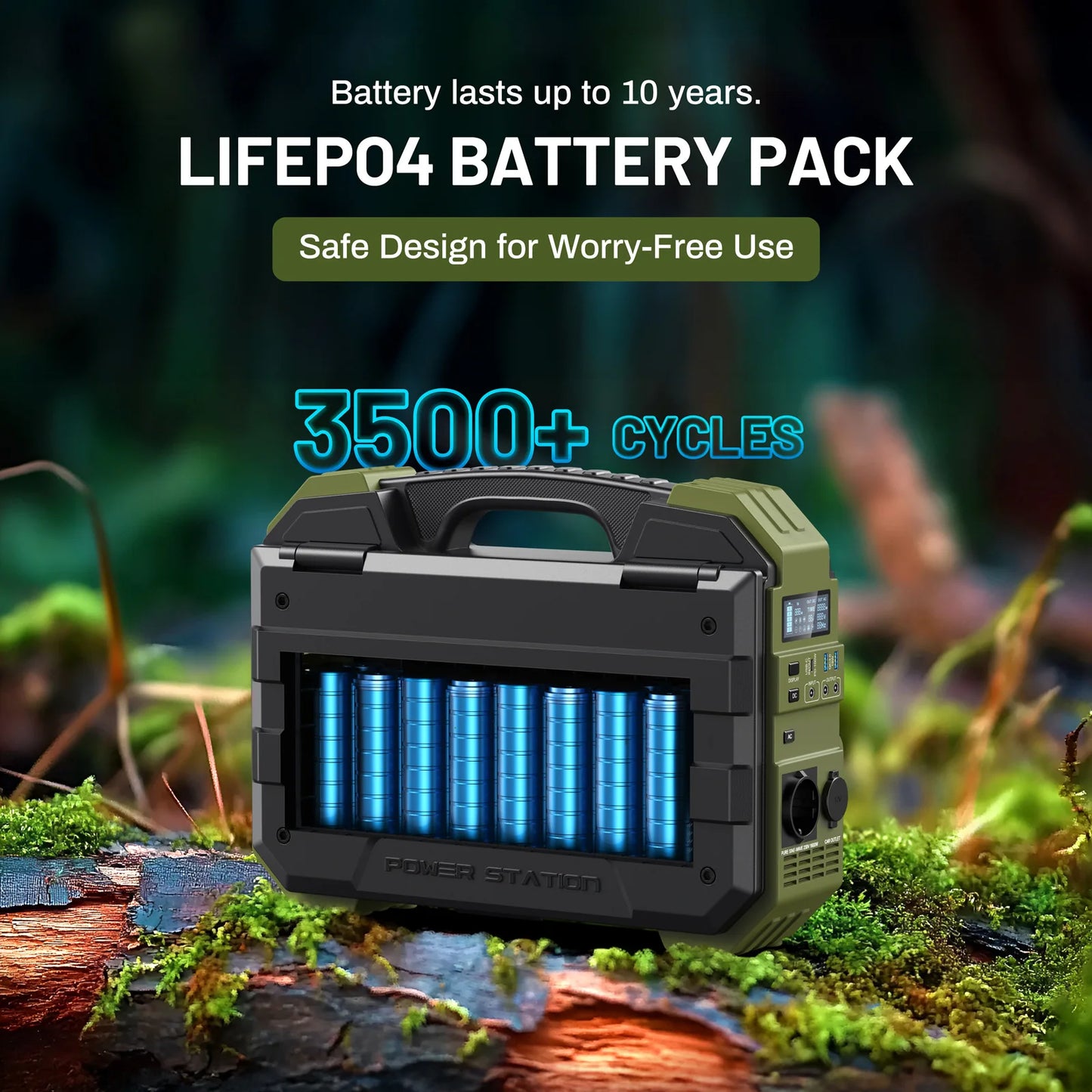 Portable Power Station With Solar Panel 1024Wh 1600W LiFePO4 Battery For Home Backup Outdoors Camping RV Solar Generator