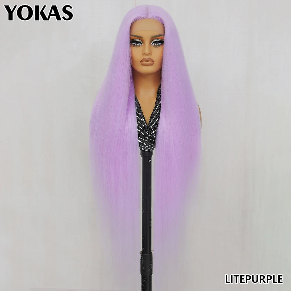 40 Inch Synthetic Lace Front Wigs For African Women T Part Lace High Temperature Fiber Straight Lace Wigs For Afro Female