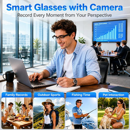 2026 New AI Smart Glasses with Camera 4K EIS Anti-Shake Video&Photo Capture Real-Time Translation Recording Glasses Photochromic