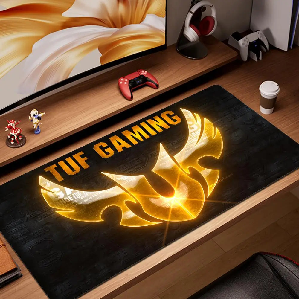 HYBXAXC Black TUF Gaming Mouse Pad XXL Gaming Accessories Office Gamer Keyboard DeskMat Non-Slip Laptop Notebook Rubber Mousepad