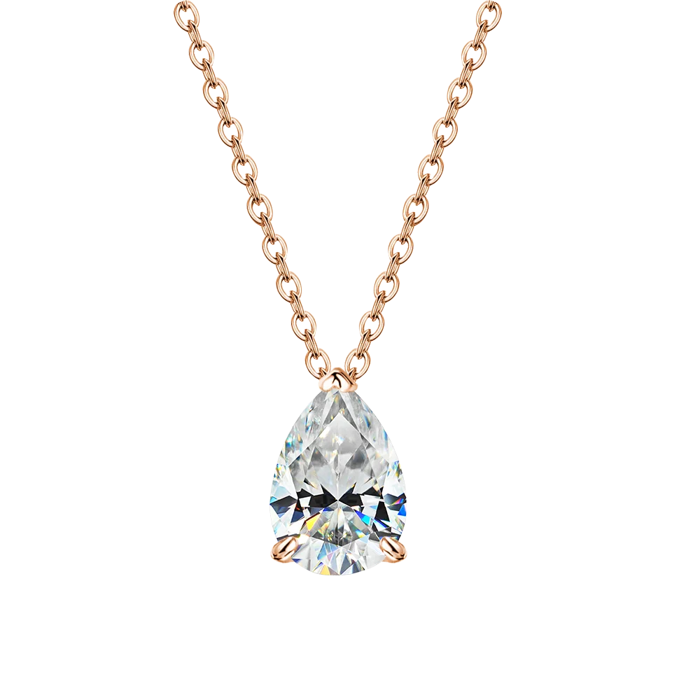IGOTOS 1-4CT Water Drop Moissanite Pendant Necklace Women 925 Sterling Silver Round/Sharp Claw Lab Diamond Pendant Neck Chain