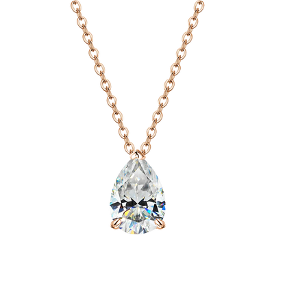 IGOTOS 1-4CT Water Drop Moissanite Pendant Necklace Women 925 Sterling Silver Round/Sharp Claw Lab Diamond Pendant Neck Chain