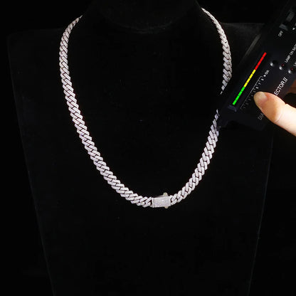 ICEBLING 925 Silver Moissanite Cuban Chain Prong Setting Iced Out 1/2 Rows Pass Diamond Tester VVS Necklace Hip Hop Jewelry
