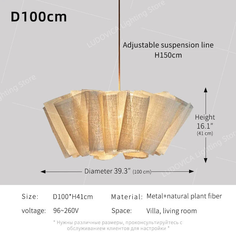 Wabi Sabi Chandelier Handmade Fabric LED Pendant Lights Vintage Living Room Study Clothes Shop Restaurant Designer Hanging Light