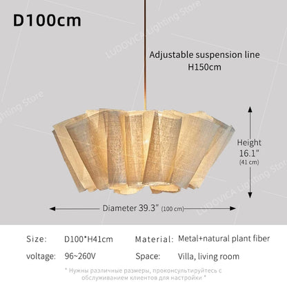 Wabi Sabi Chandelier Handmade Fabric LED Pendant Lights Vintage Living Room Study Clothes Shop Restaurant Designer Hanging Light