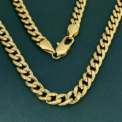 Luxury 925 Sterling Silver Gold Plated 7mm Cuban Necklace, Unisex Engagement Accessories Jewelry 50-60cm
