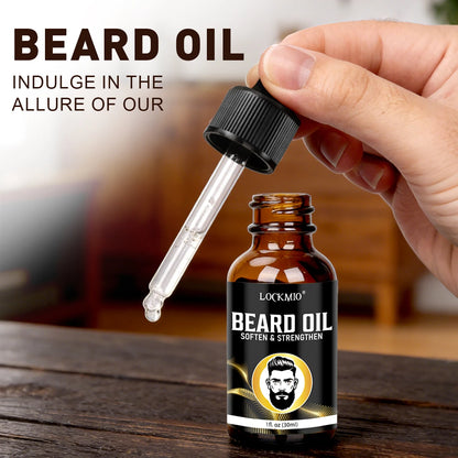 LOCKMIO 30ml Beard Moisturizing and Nourishing Oil Facial Hair Conditioner 24 Hour Long-Lasting Mustache Hydration Serum for Men