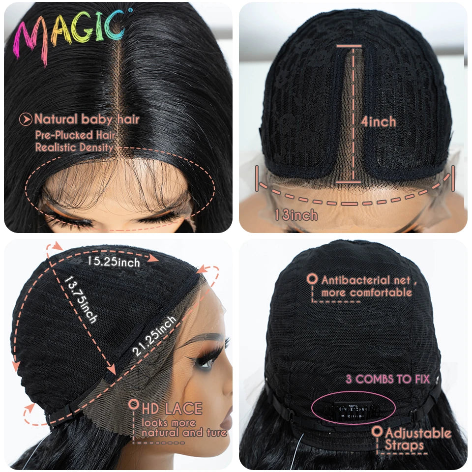 Magic Synthetic Lace Front Wigs For Women 30" Long Body Wave Lace Wig Ombre Blonde Highlight Cosplay Wigs Heat Resistant