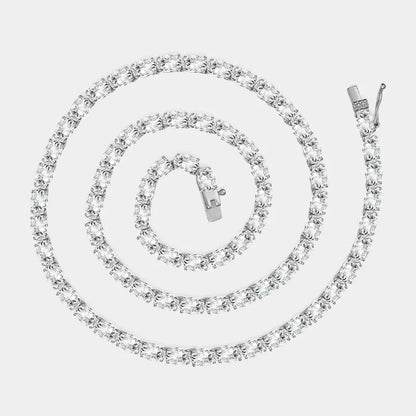 BXINY East West Oval Cut Moissanite Tennis Necklace S925 Silver 0.3-1.5CT Diamond Choker for Women Men Wedding Gift Fine Jewelry