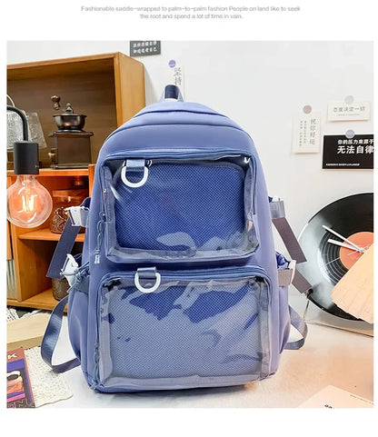 Japanese Kawaii Itabag Women New 2026 Transparent Backpack Women Large Capacity Ita Backpack School Bags for College Student JK