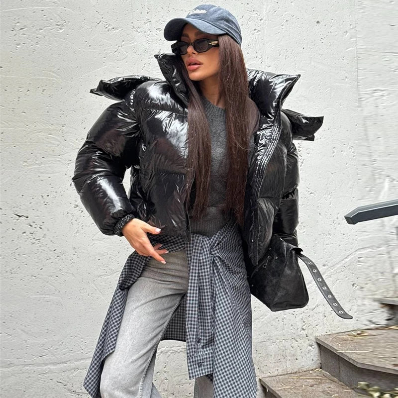 Detachable Sleeve Hooded Quilted Jackets 2026 Winter Ladies Solid 2-in-1 Zippers Waistcoat Cotton Coats Women's Warm Outwear