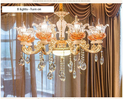 Luxury Living Room Chandelier Crystals Glass Hall Main Pendant Lamps Restaurant Bedroom French Creative Hanging Light Luminaire