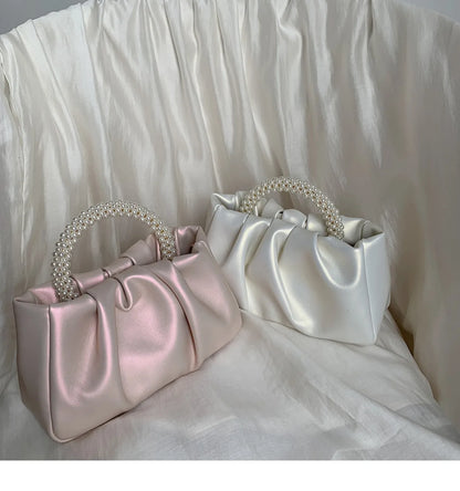 Fashion Pearl Handle for Wedding Dinner Women Clutch Purse Luxury Handbag Ladies Square Shoulder Bags Female Small Messenger Bag