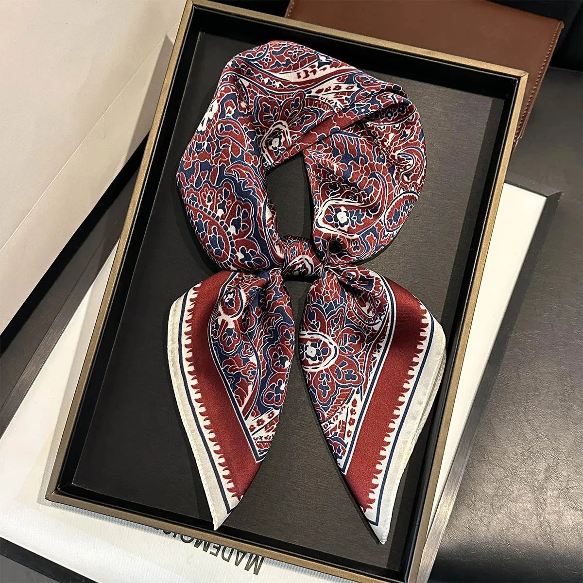 2025 New Paisley Print Silk Scarf for Women Square Hijab Soft Neck Tie Female Fashion Decoration Silk Headscarf 70*70cm Kerchief