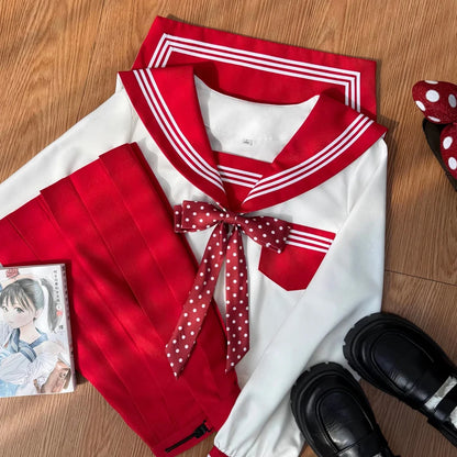 Japanese Sailor Suit Black/White/Red/Pink Korean College Sailor Fuku Short Sleeve High School Girls Students Jk Uniforms Seifuku