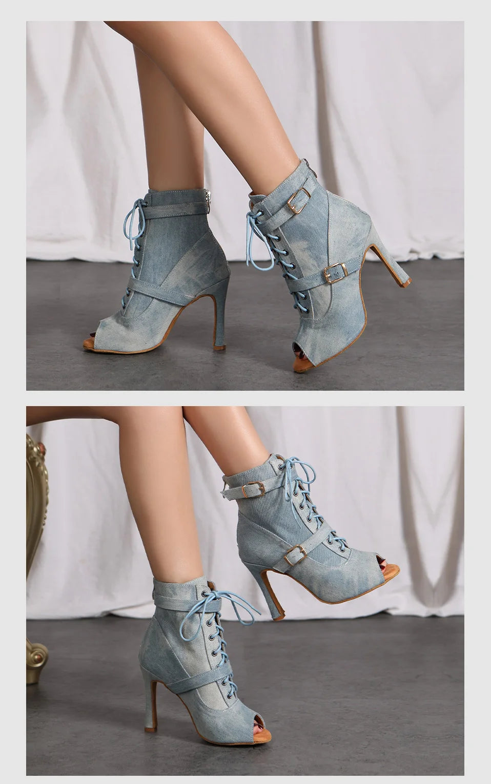 SWDZM New Ladies Dance Shoes Ballroom Dance Boots Denim Jazz Dance Shoes Girls Sexy Pole Dance Ballroom Dance Cowboy Boots