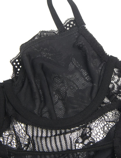 Comeondear Plus Size Crotch Open Bodysuits Red High Quality Lace Splicing Teddy With Underwire Sexy Jumpsuits Overalls for Women