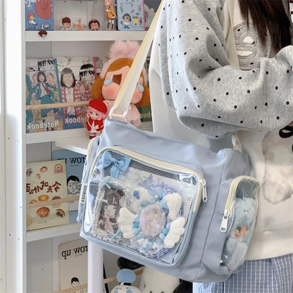 Trendy Transparent Crossbody Bag for Girls Large Capacity Shoulder Bags Fashionable School Style Texture and Versatile Ita Bag