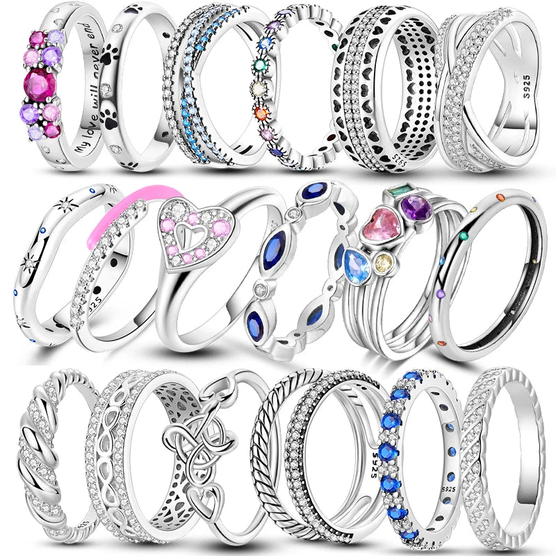 2026 New 925 Sterling Silver Rings Zircon Sparkling CZ Rings Rings For Women Original Wedding Fine Jewelry Accessories Gifts