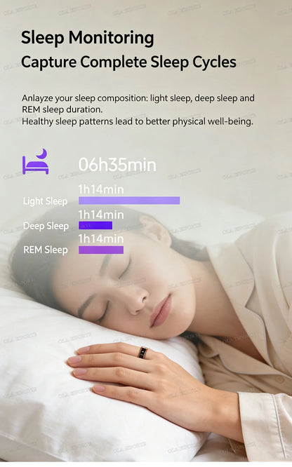 Smart Ring Video Controls,Sswipe up/down to turn pages,Music controls,Heart Rate Blood Oxygen Monitor,5ATM Waterproof Rings 2026