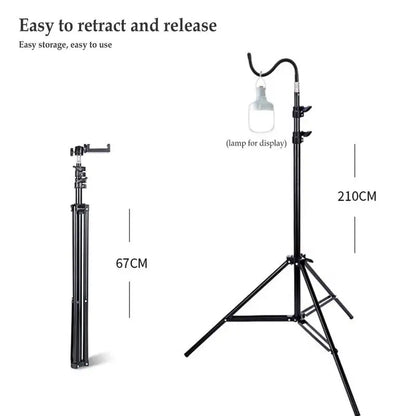 2m Campinglight Stand Folding Telescoping Tripod Adjustable Lightweight Aluminium Floor Lamp Holder Tripod Camping Accessories