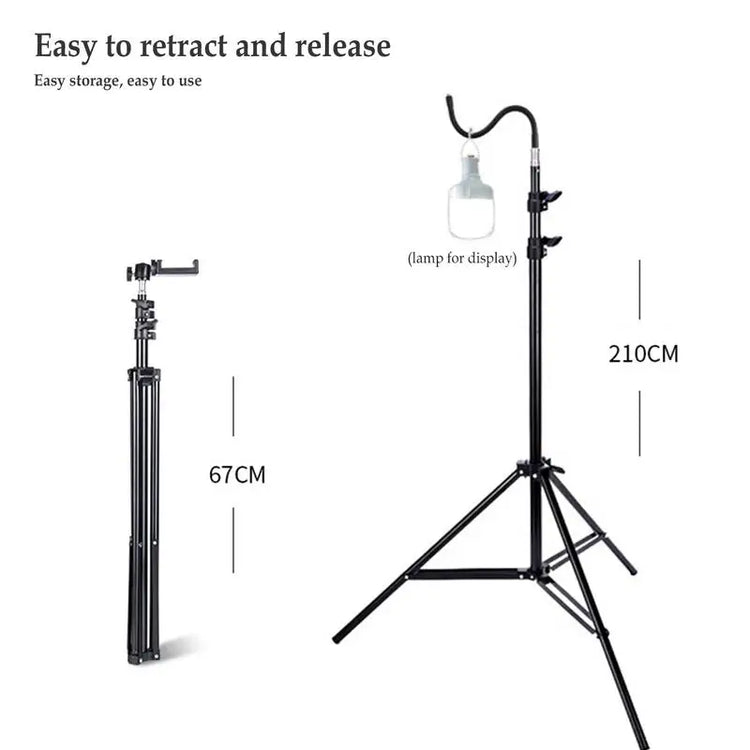 2m Campinglight Stand Folding Telescoping Tripod Adjustable Lightweight Aluminium Floor Lamp Holder Tripod Camping Accessories