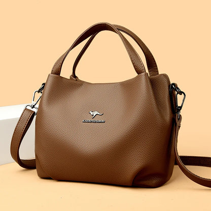 Genuine Soft PU Leather Handbags for Women Vintage Shoulder Tote Bag Luxury Designer Ladies Large Capacity Purse Bags Sac A Main