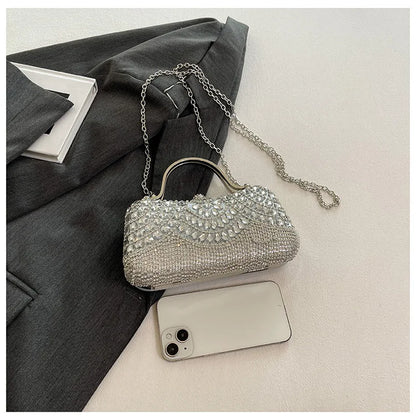 Super Exquisite Diamonds Frame Handbags Gold Silver Hasp Chains Designer New Style Shoulder Bags for Women 2025 Fashion Party