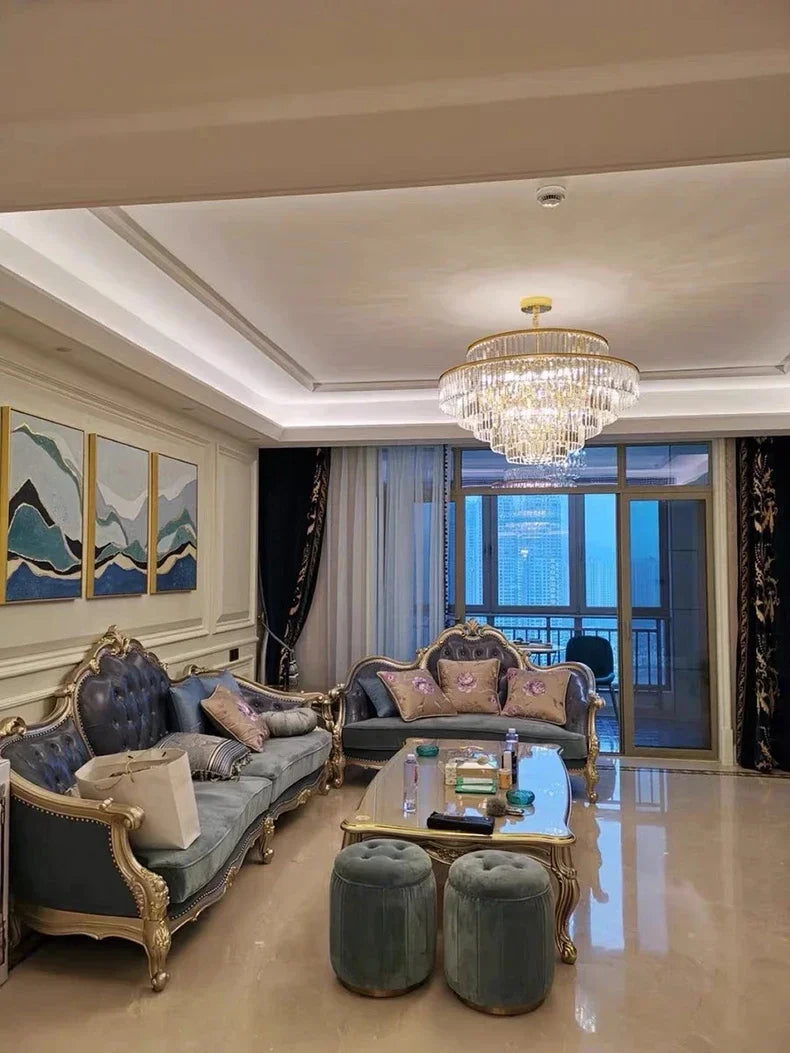Modern Luxury Crystal Chandelier Gold Ceiling Pendant Lights for Living Room Chandeliers Villa Kitchen Decoration Round Lamp