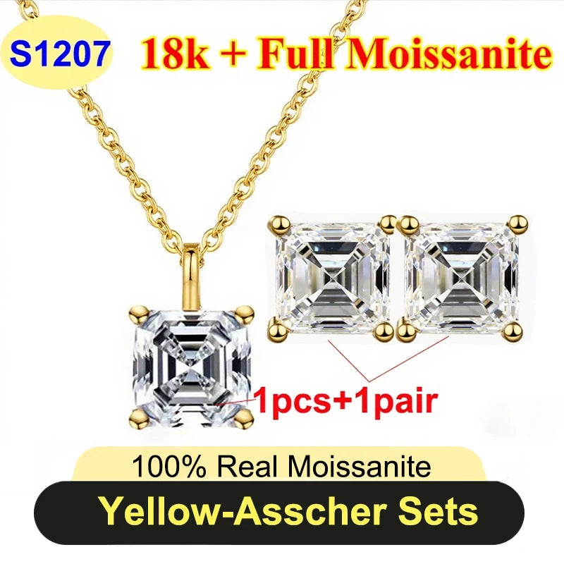 Full Shape 1-3ct Moissanite Women's Moissanite Jewelry Sets 925 Silver Plated 18k Gold D Color Necklace Earrings For Women Gift