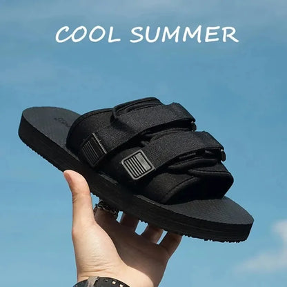 High Quality Outdoor Men Slippers Hook&Loop Canvas Casual Couple Shoes Slip-on Beach Slippers Sandals Women Shoes Flip Flops