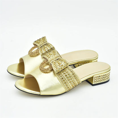 Fashion Women Shoes and Bag Set In Italy Matching Shoes and Bag Set Decorated with Rhinestone Nigerian Shoes and Matching Bags